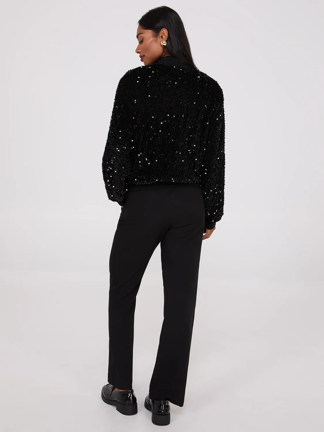 Sequin Velvet Bomber Jacket