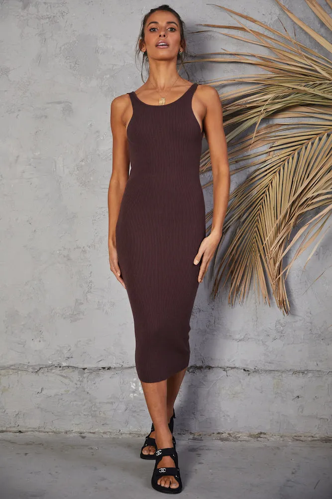 Speak From The Heart Midi Dress Brown