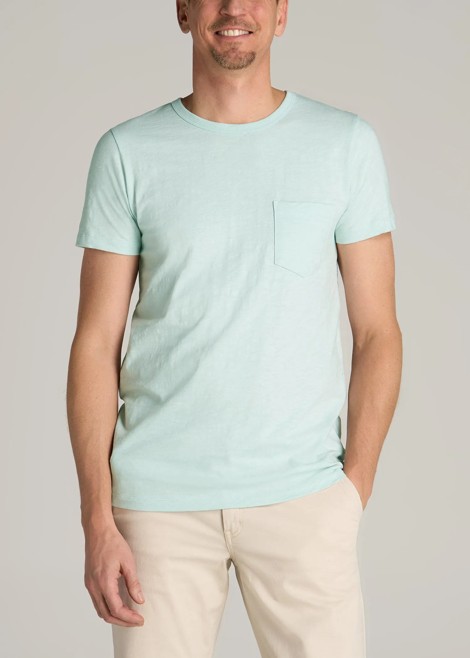 Sunwashed Slub Pocket T-Shirt For Tall Men in Mint