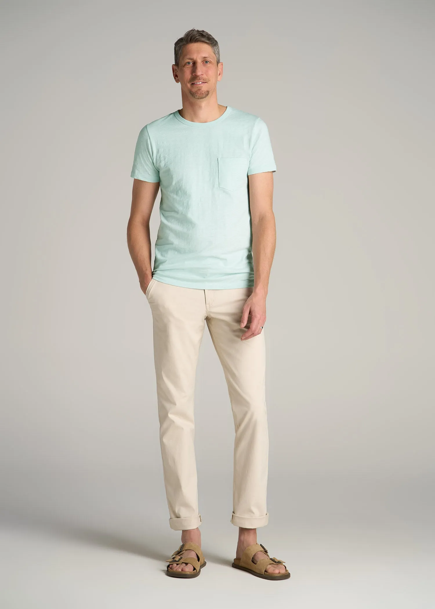 Sunwashed Slub Pocket T-Shirt For Tall Men in Mint