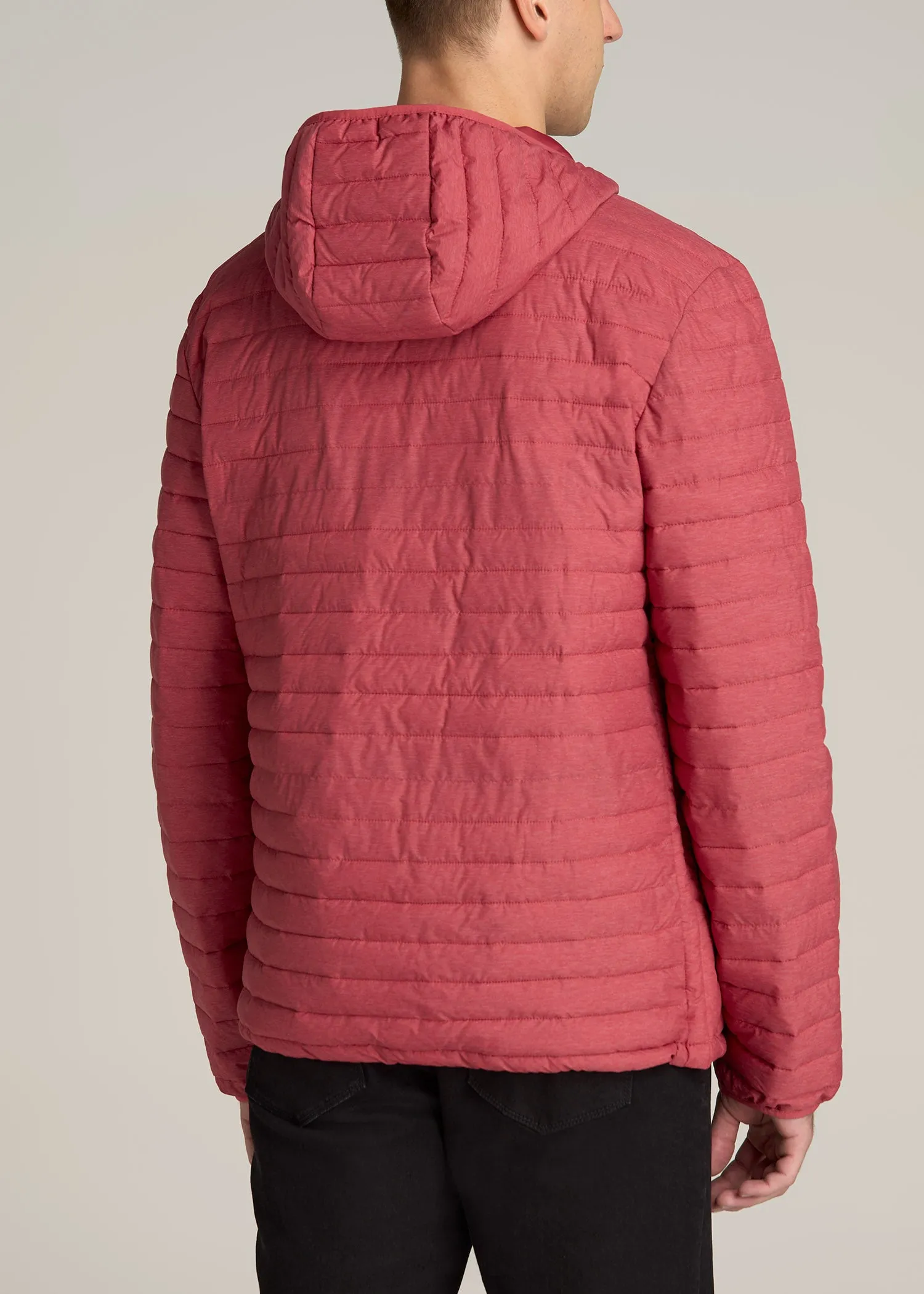 Tall Men's Packable Puffer Jacket in Red Space Dye