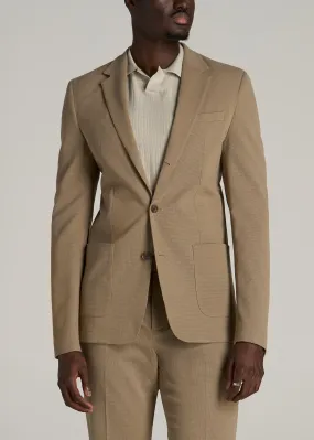 Textured Garment Washed Stretch Chino Tall Blazer in Desert Khaki