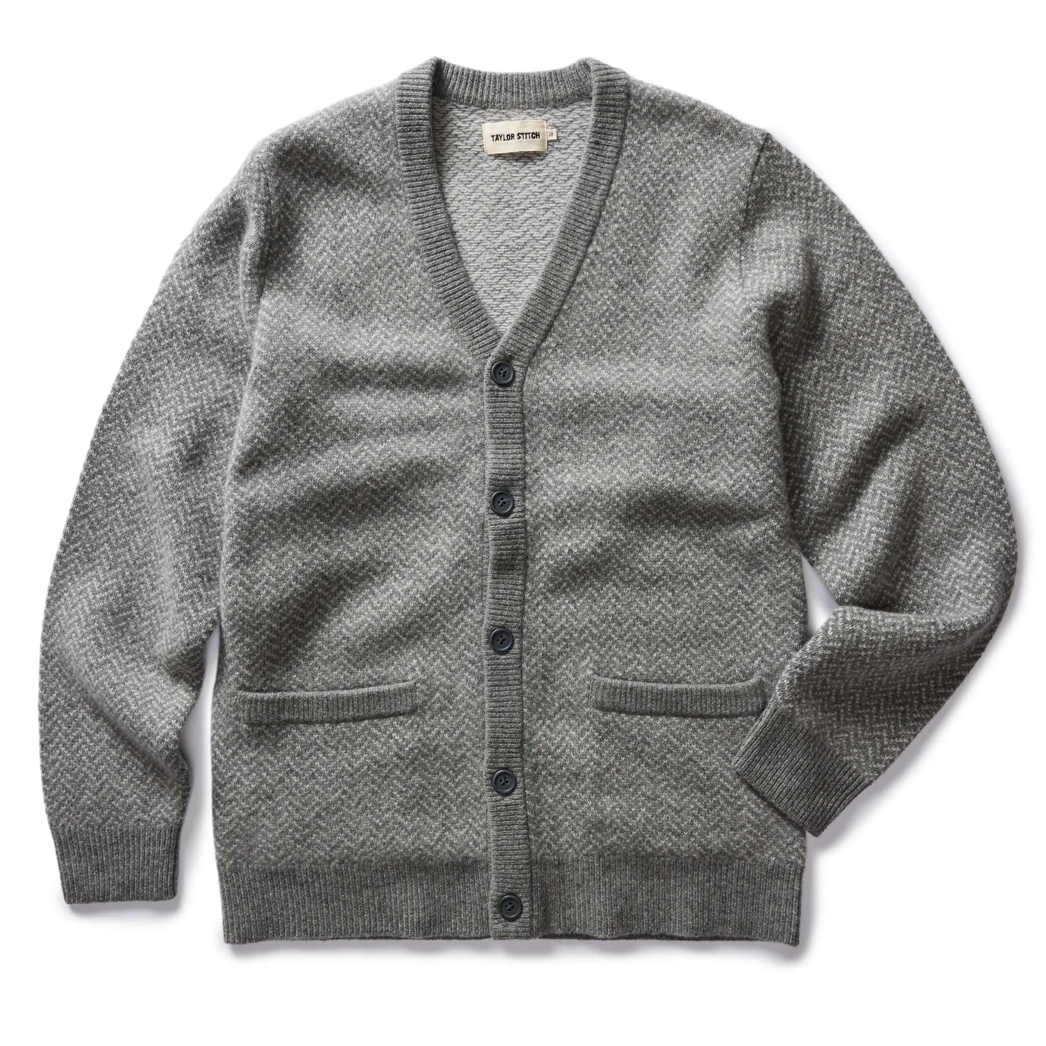 The Eddy Cardigan in Ash Herringbone Merino