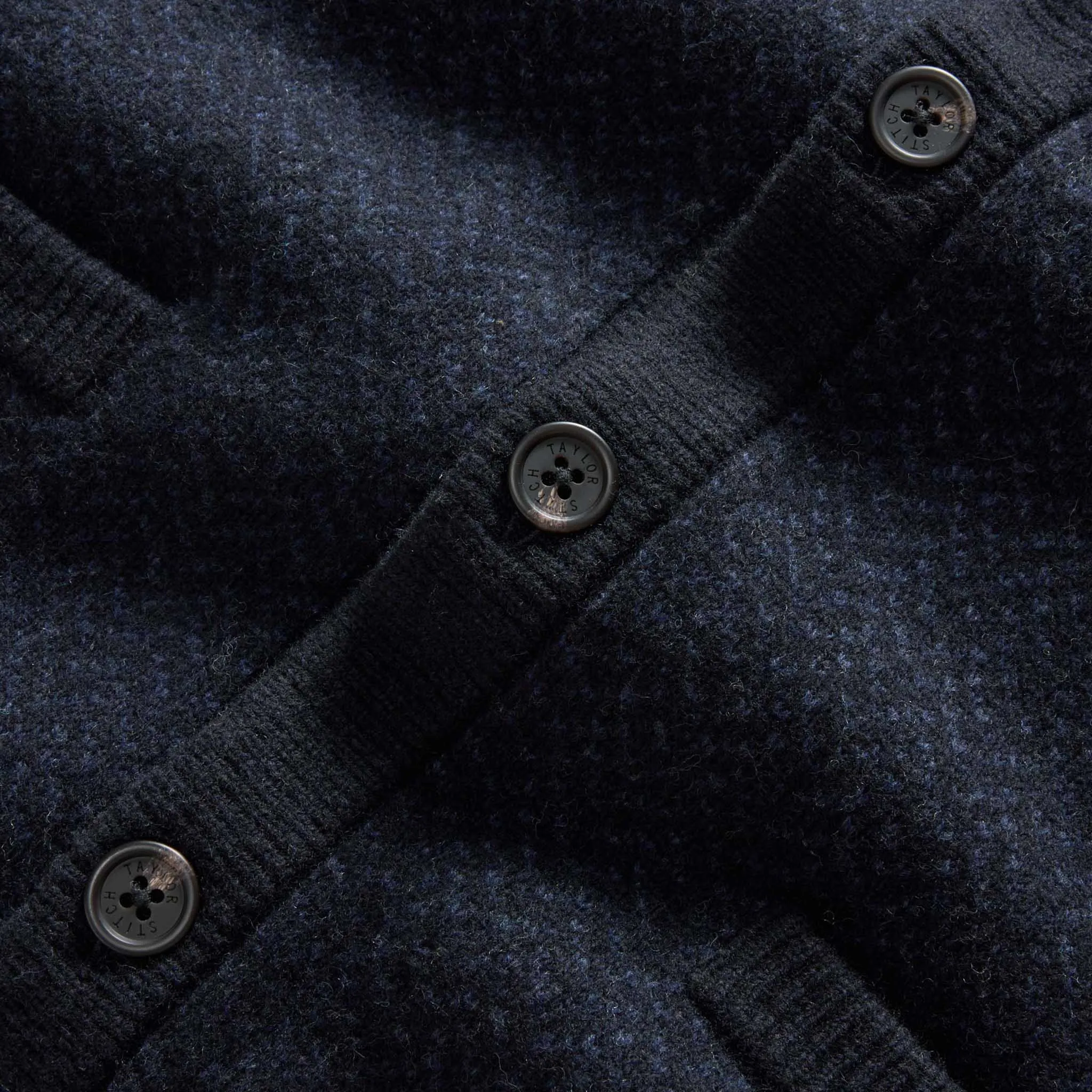 The Eddy Cardigan in Heather Marine Herringbone