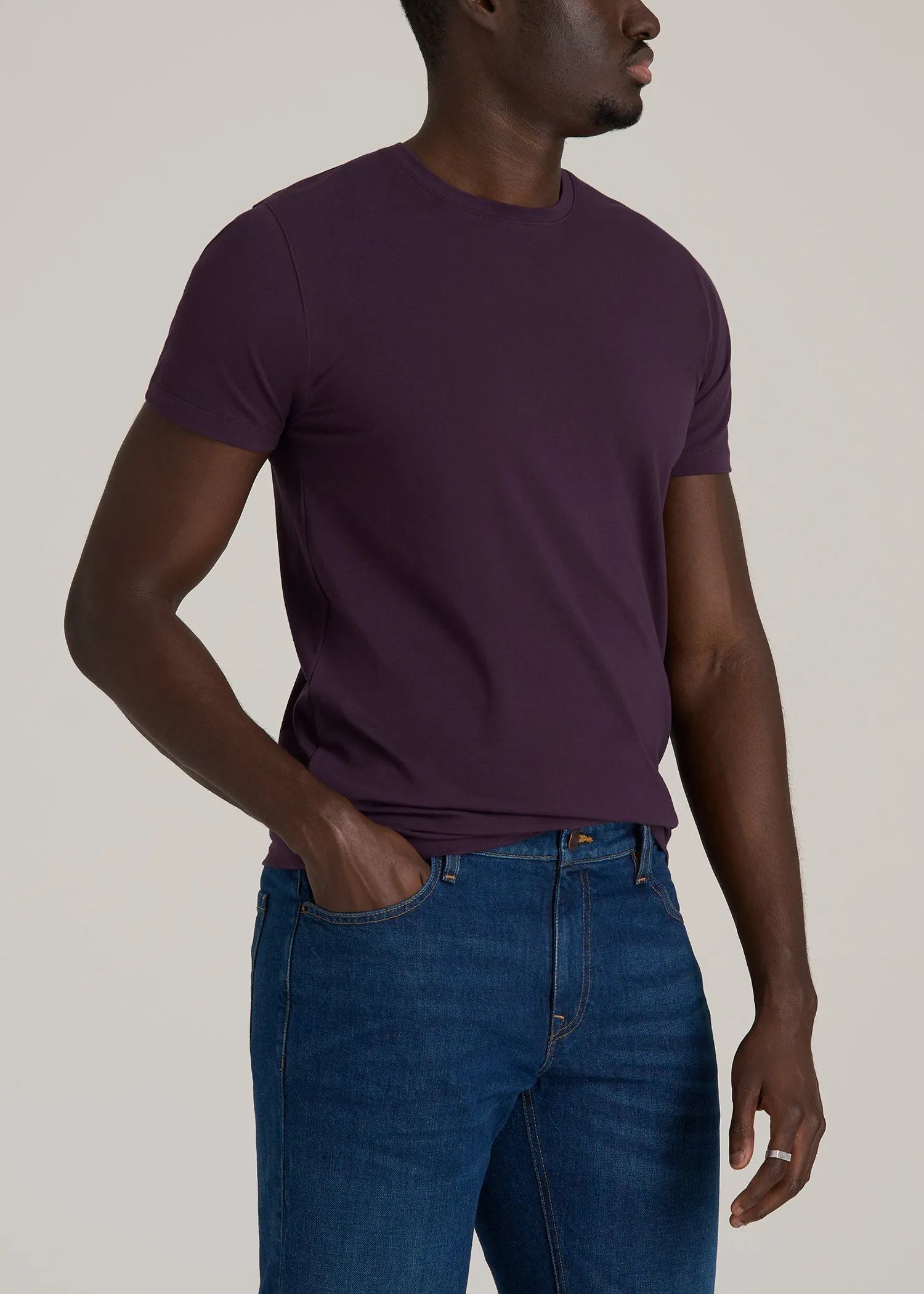 The Essential MODERN-FIT Crewneck Tee for Tall Men in Midnight Plum