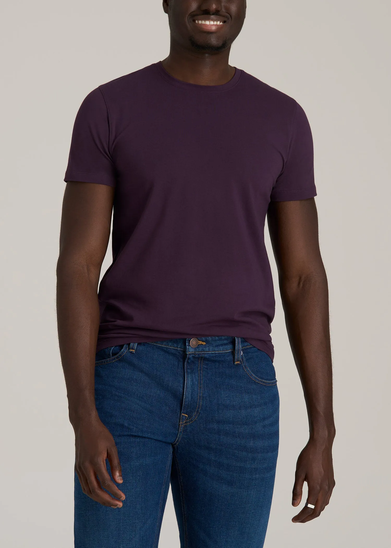 The Essential MODERN-FIT Crewneck Tee for Tall Men in Midnight Plum