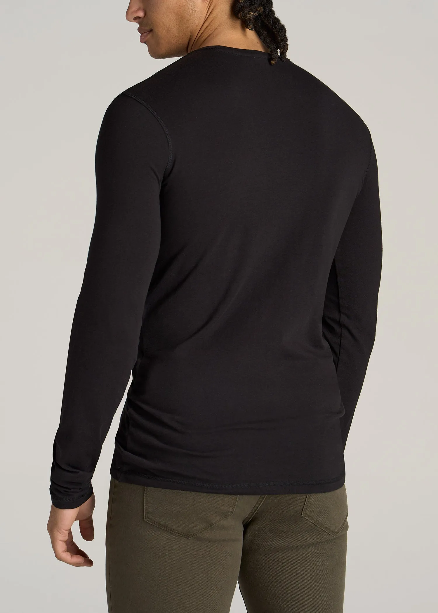 The Essential SLIM-FIT Long Sleeve Tee for Tall Men in Black