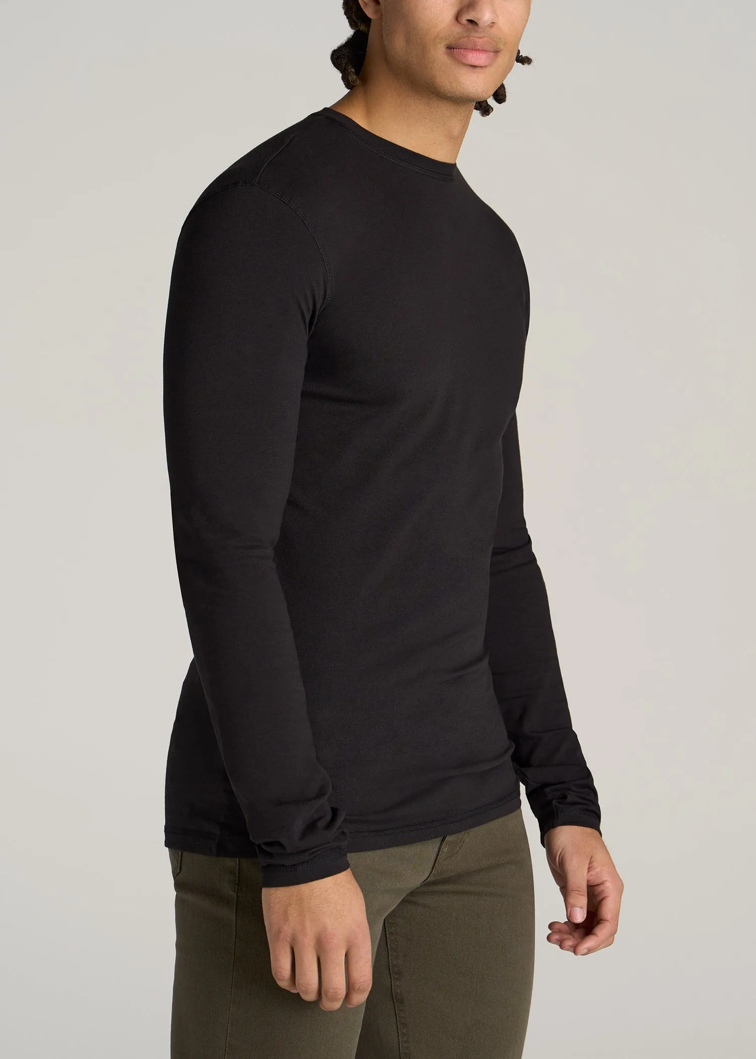 The Essential SLIM-FIT Long Sleeve Tee for Tall Men in Black