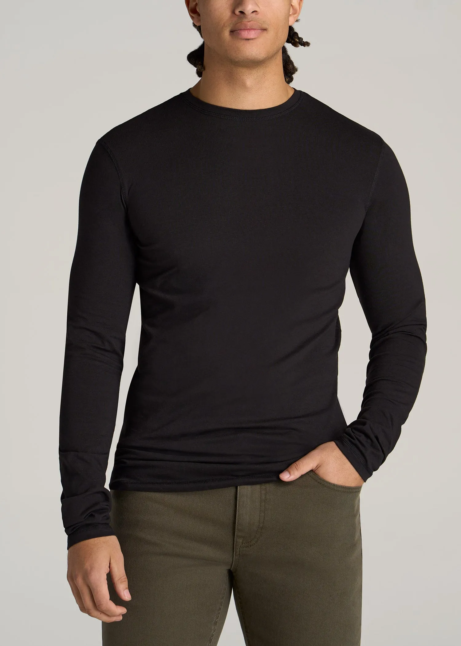 The Essential SLIM-FIT Long Sleeve Tee for Tall Men in Black