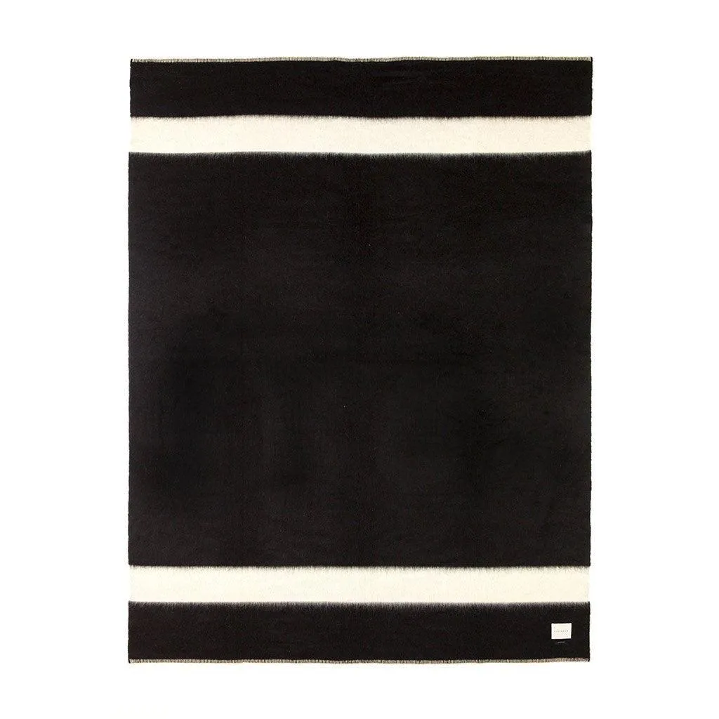 The Siempre Recycled Blanket - Black with Ivory Stripe