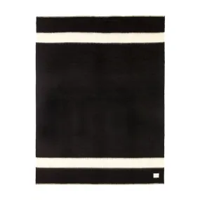 The Siempre Recycled Blanket - Black with Ivory Stripe