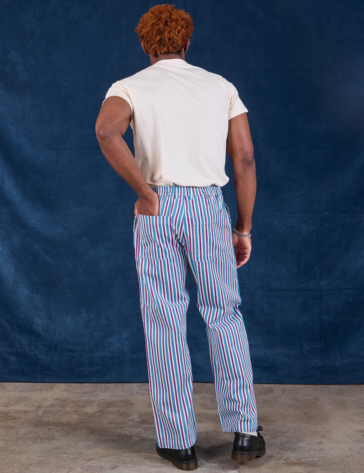 Try-A-Style - Stripe Work Pants - Blue Raspberry *FINAL SALE*