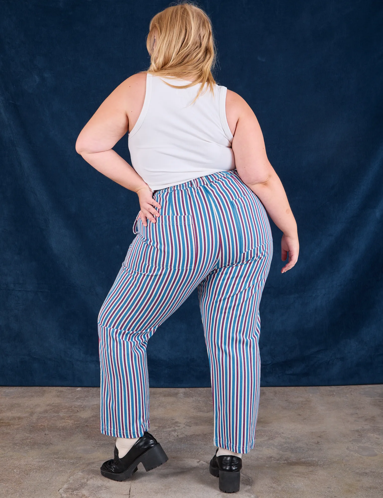 Try-A-Style - Stripe Work Pants - Blue Raspberry *FINAL SALE*