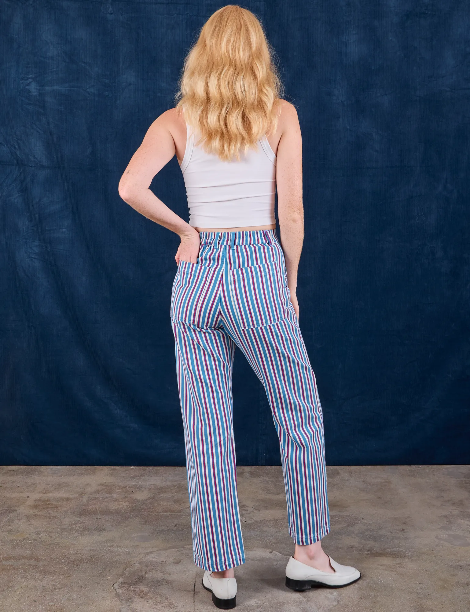 Try-A-Style - Stripe Work Pants - Blue Raspberry *FINAL SALE*