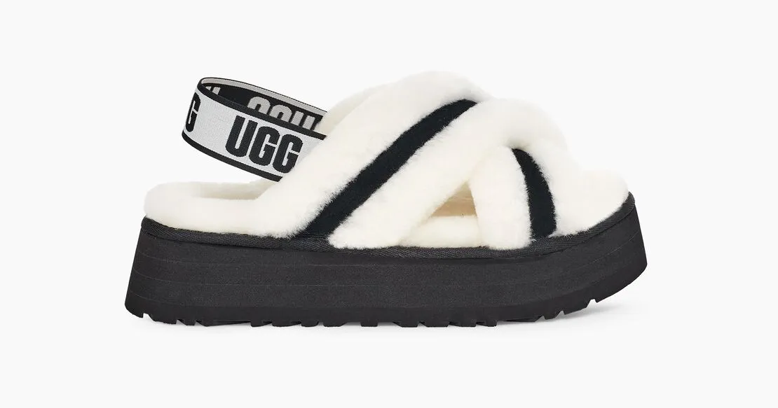 UGG Womens Disco Cross Slide - Black / White