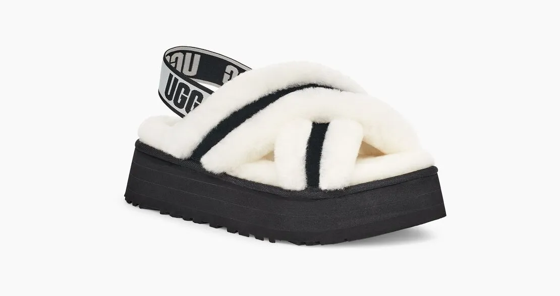 UGG Womens Disco Cross Slide - Black / White