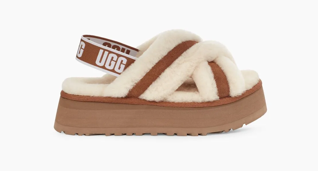 UGG Womens Disco Cross Slide - Chestnut