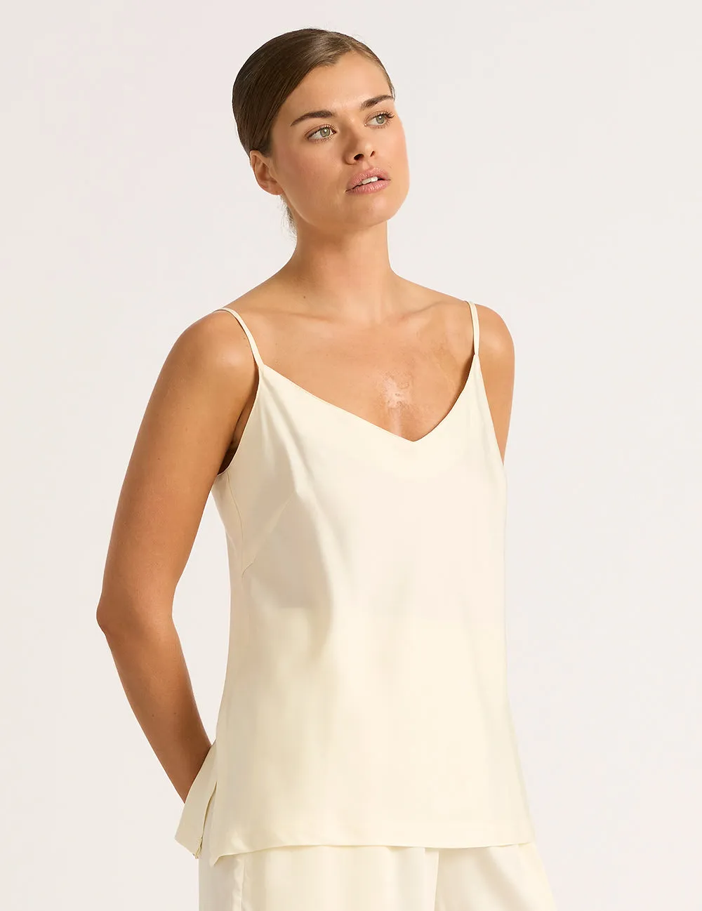 Vegan Silk Sleep Cami - Pearl