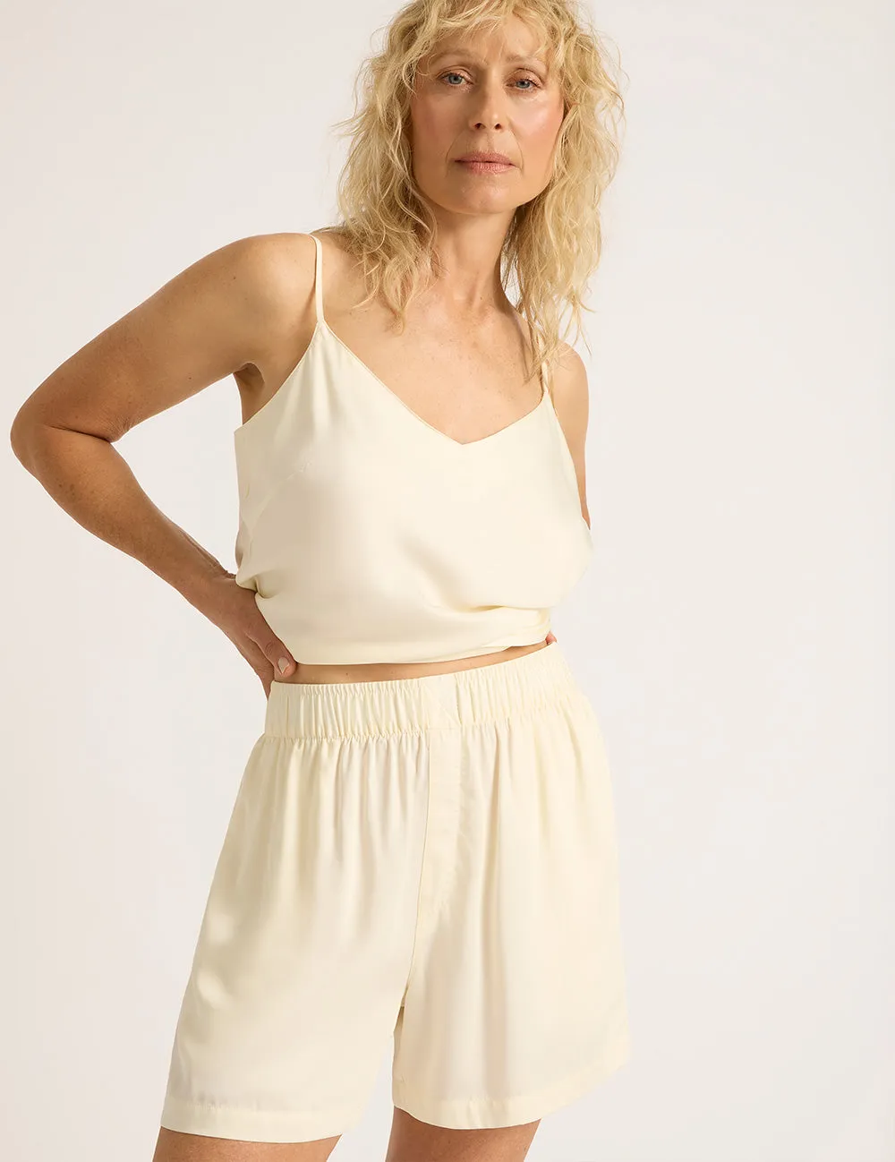 Vegan Silk Sleep Cami - Pearl