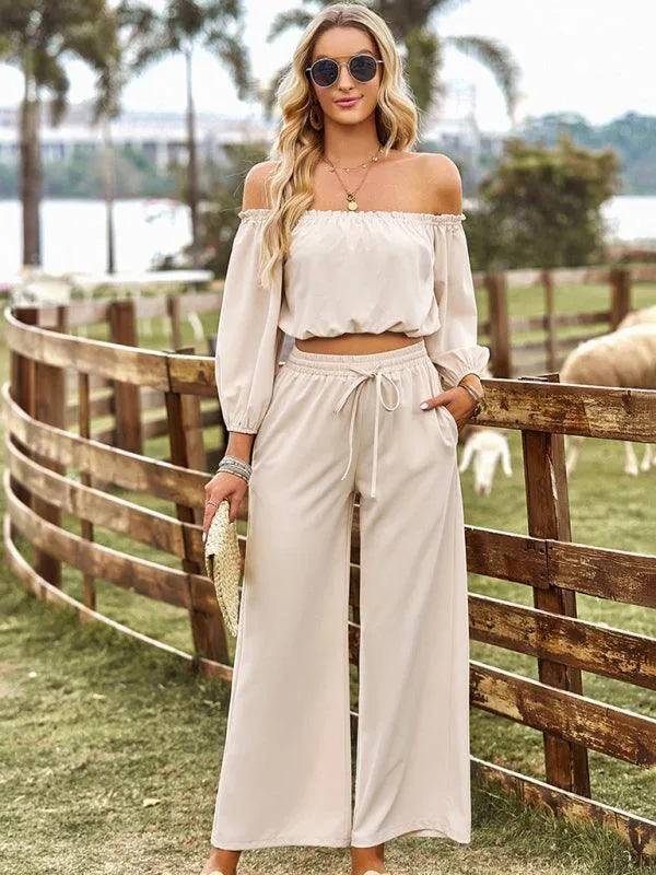 Women Casual Wide-Leg Two-piece Outfit Set