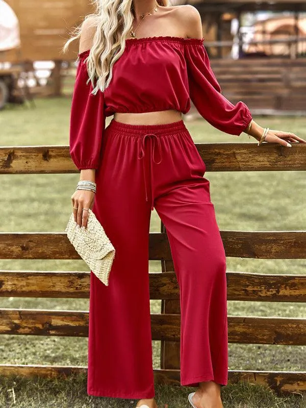 Women Casual Wide-Leg Two-piece Outfit Set