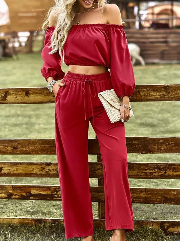 Women Casual Wide-Leg Two-piece Outfit Set