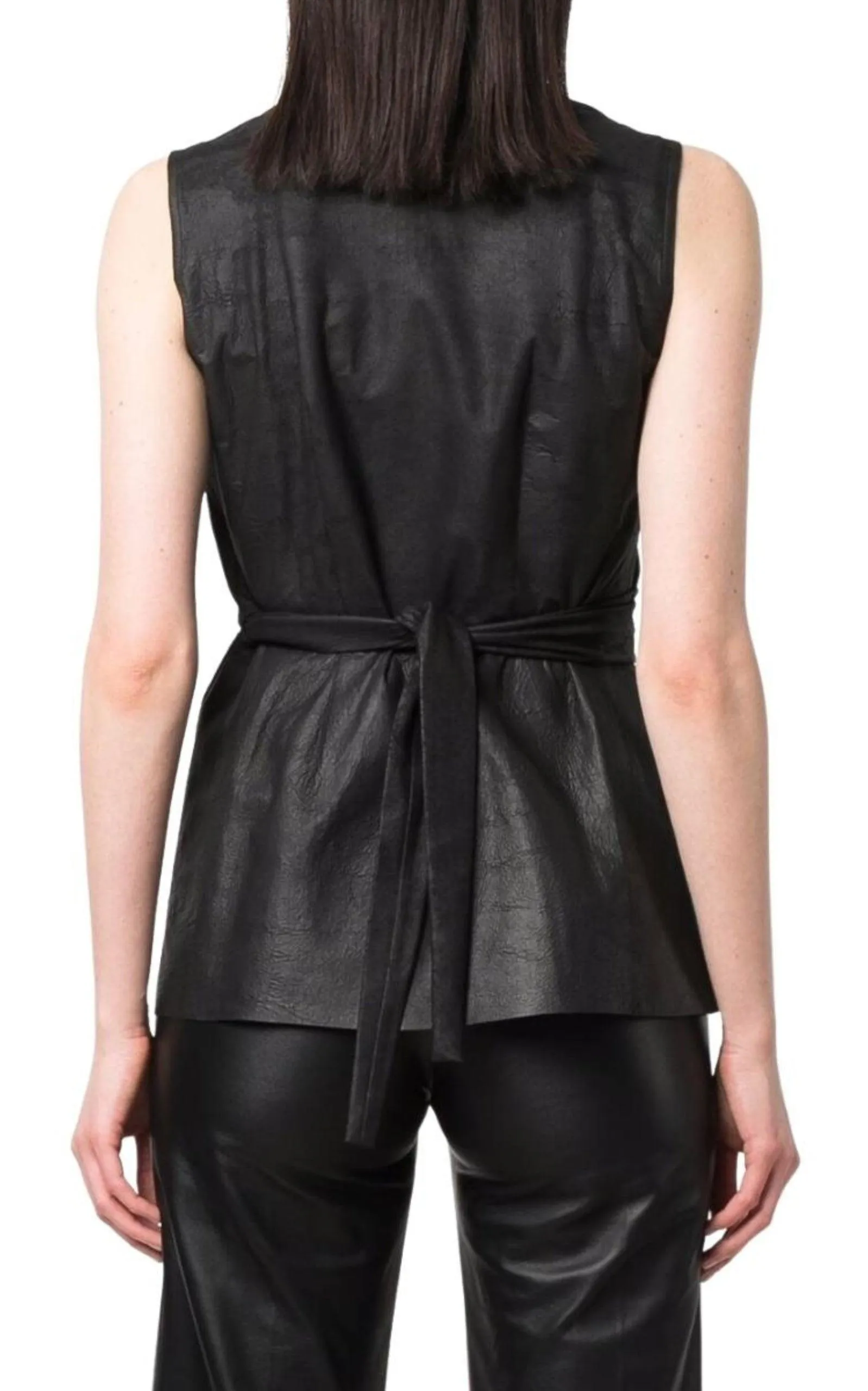 Wrap-front Leather Vest