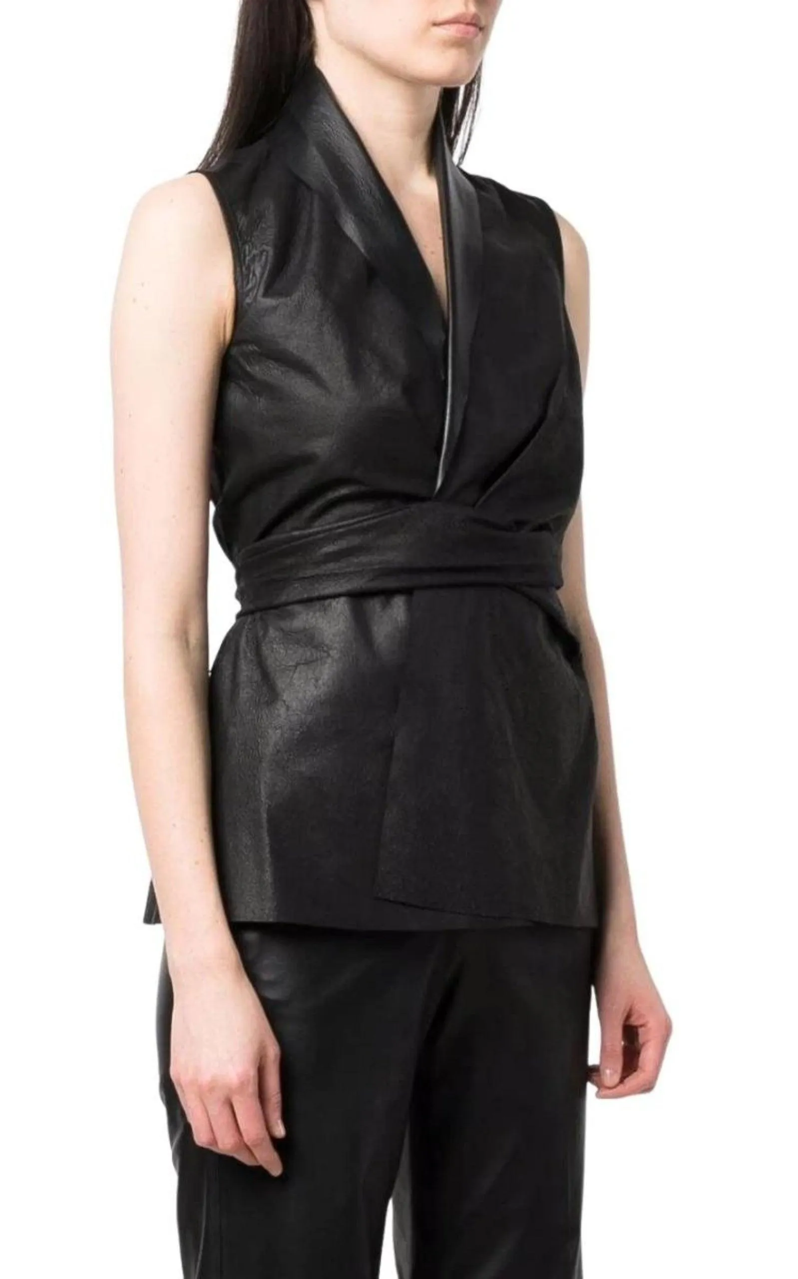 Wrap-front Leather Vest