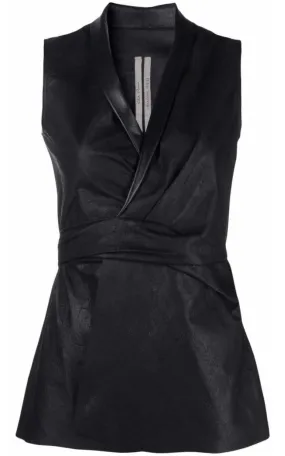 Wrap-front Leather Vest