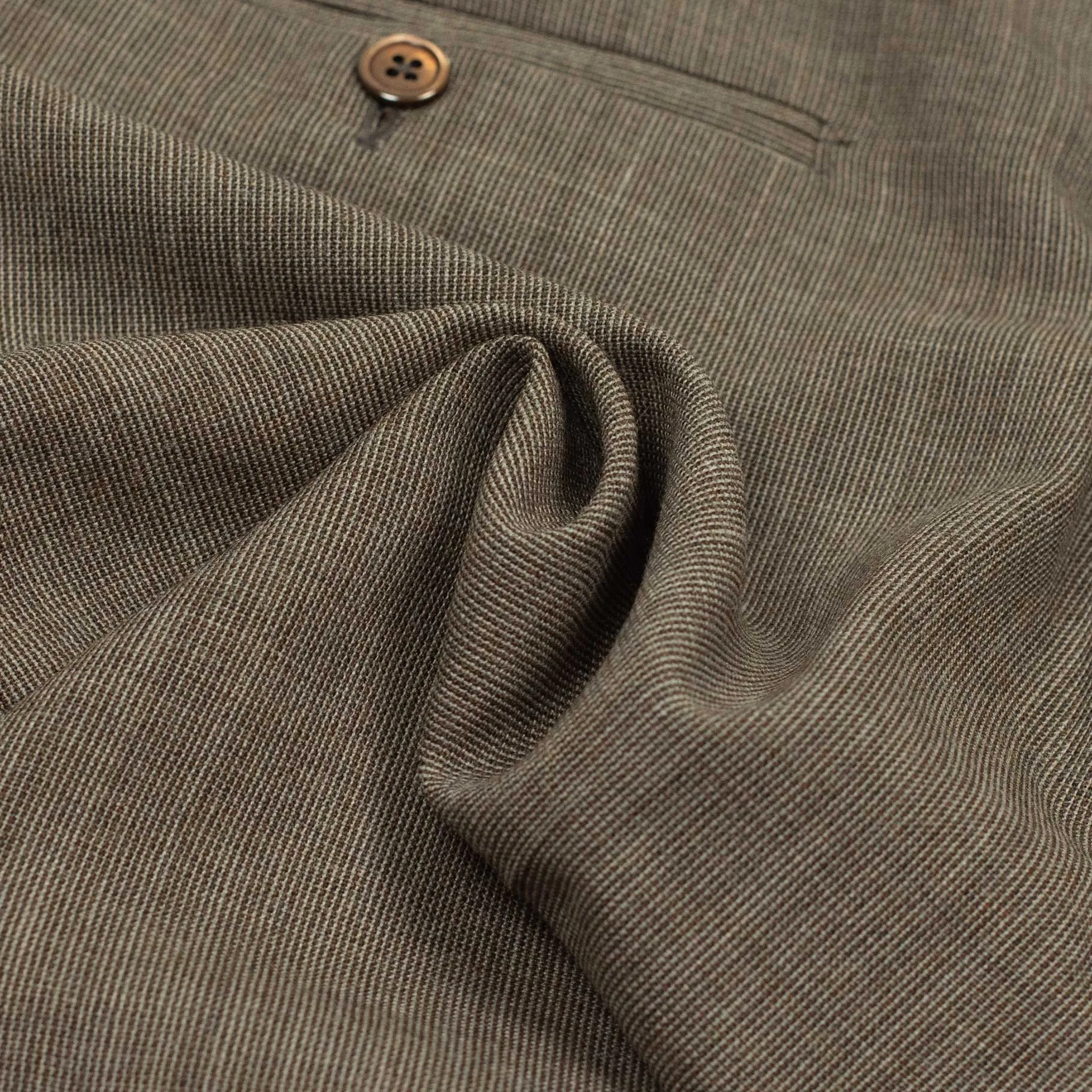 x Sartoria Carrara: pleated trousers in taupe nailhead Fox Air wool (separates)