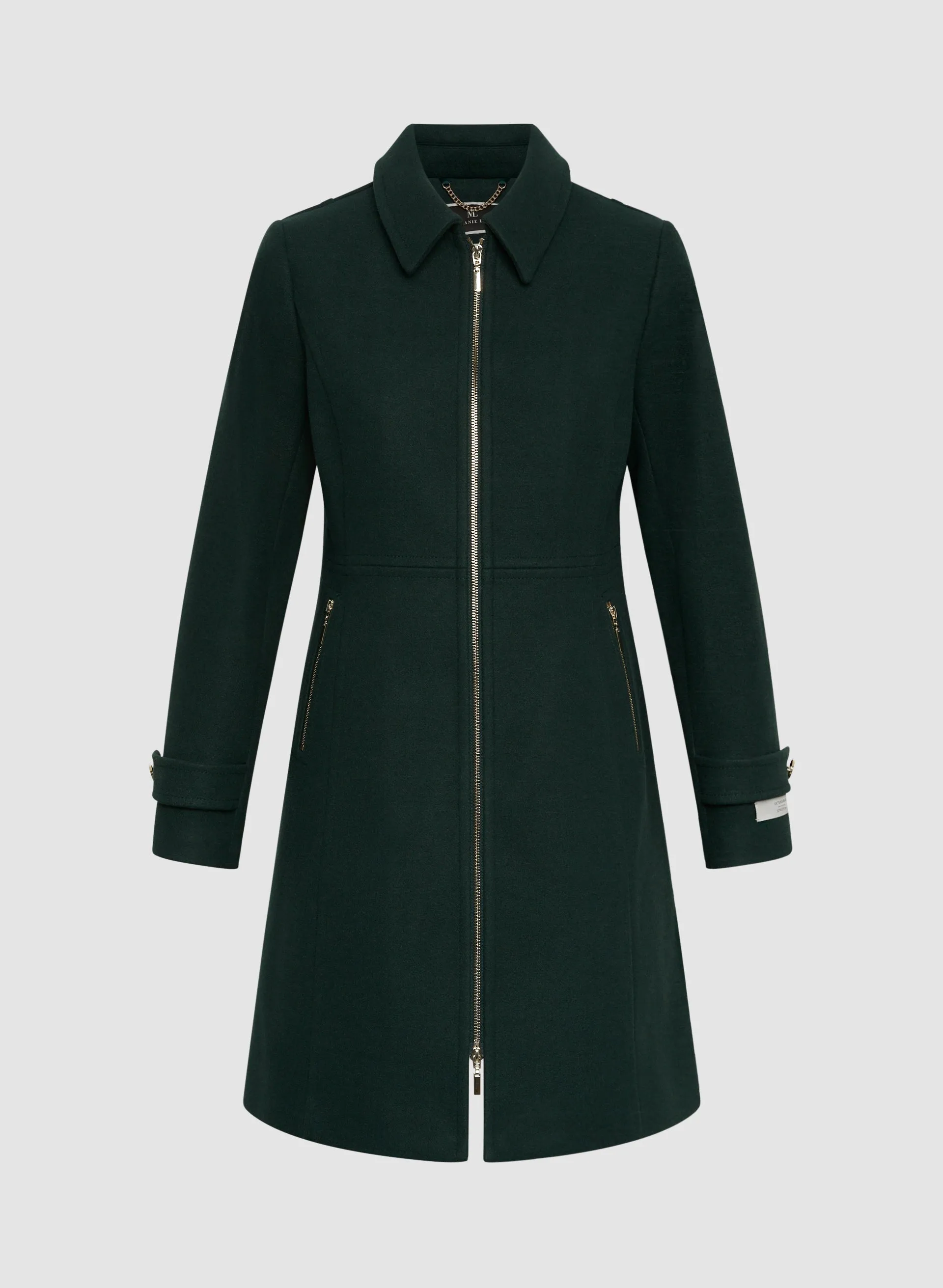 Zip Front Wool Blend Coat