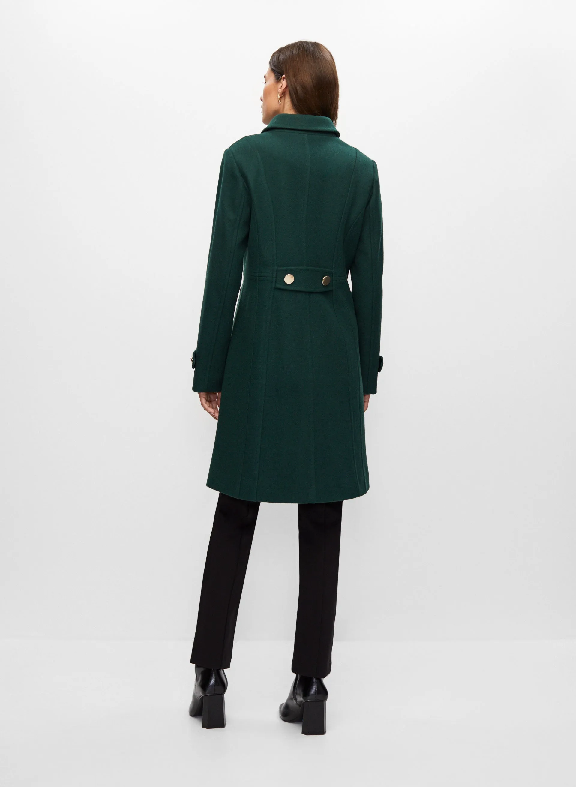 Zip Front Wool Blend Coat